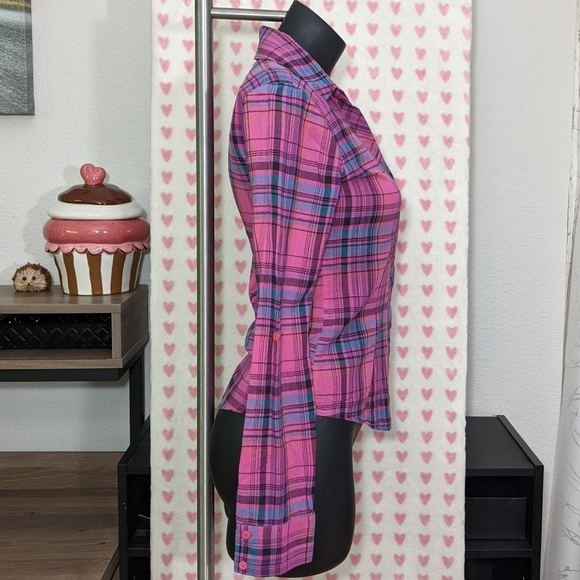 Kirra Button Up Pink Flannel XS - Picture 4 of 14